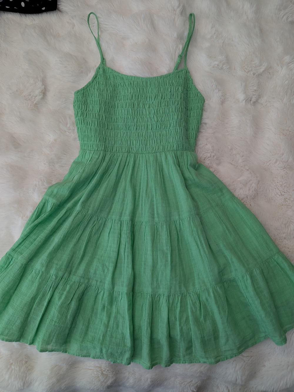 American Eagle Green Smocked Tiered Mini Dress 100% Cotton XS